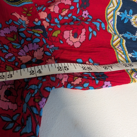 Patrons of Peace Red and Blue Floral Bohemian Wrap Size S - Picture 7 of 8